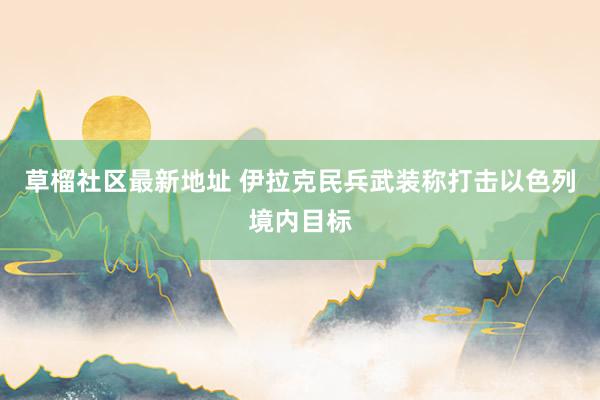 草榴社区最新地址 伊拉克民兵武装称打击以色列境内目标