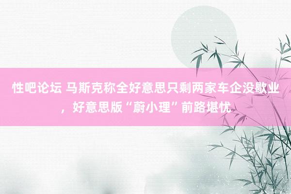 性吧论坛 马斯克称全好意思只剩两家车企没歇业，好意思版“蔚小理”前路堪忧